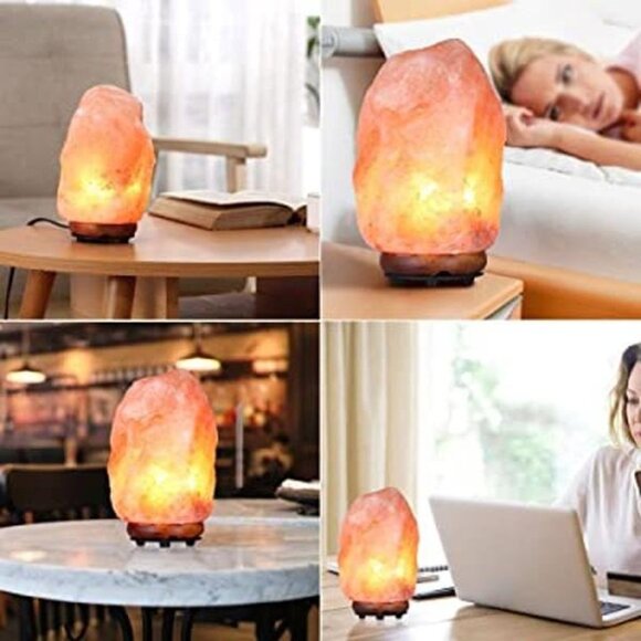 Natural Himalayan Salt Lamp Wooden Base Calming & Decorative Glow (5.5-6.7 lbs) - Picture 4 of 6